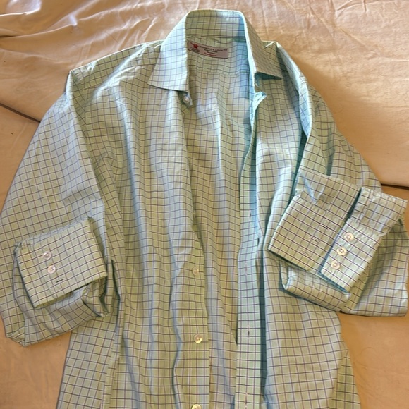 Turnbull Asser 15 green checked shirt - Picture 2 of 3
